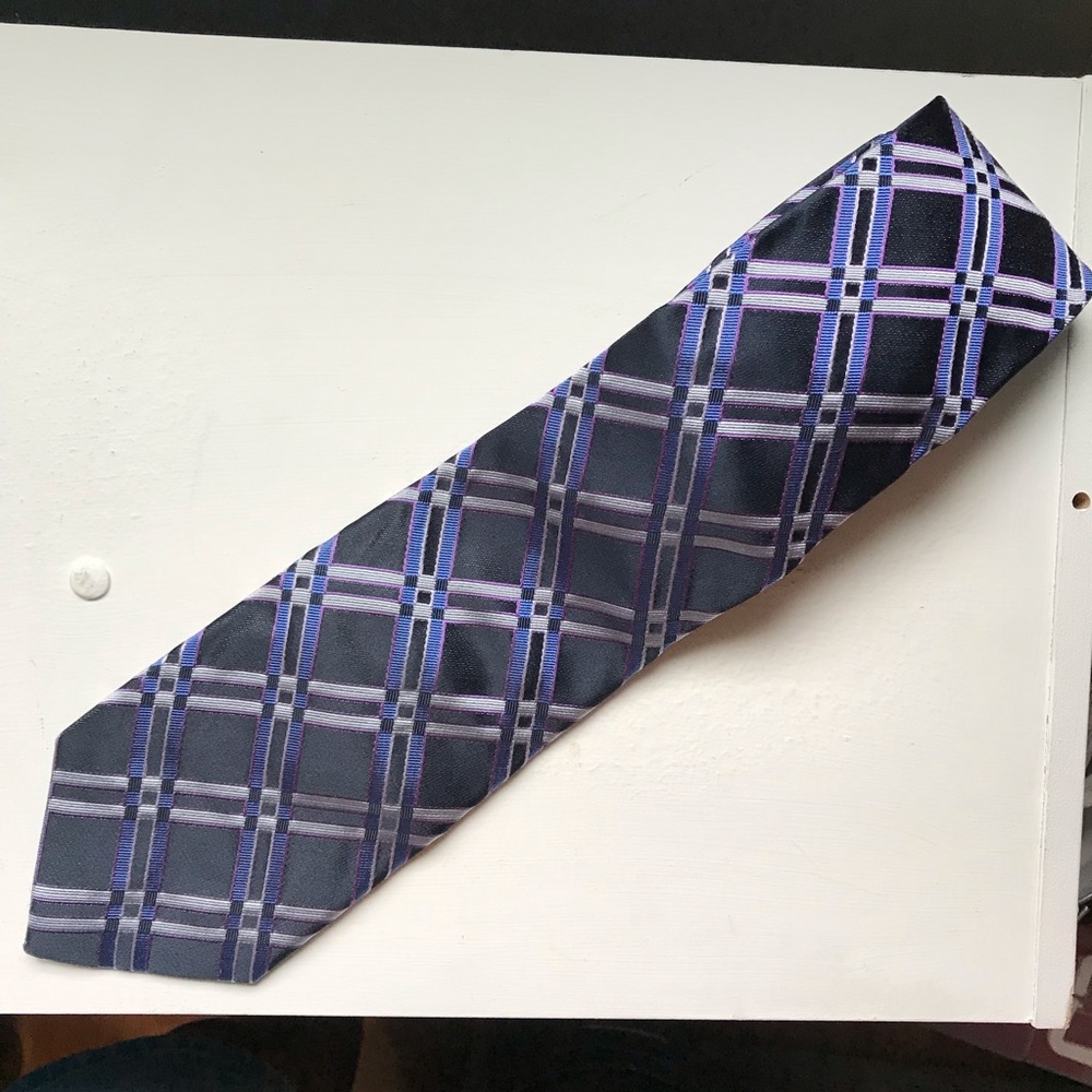 Vintage Bachrach Tie Geometric 100% Silk Necktie 58 Inches Long Retro Multicolor
